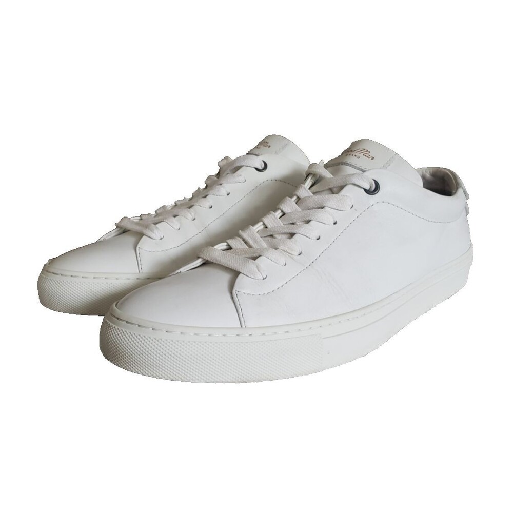 Good Man Brand Men's White Leather Lace-Up Sneakers Made in Italy Size 8.5